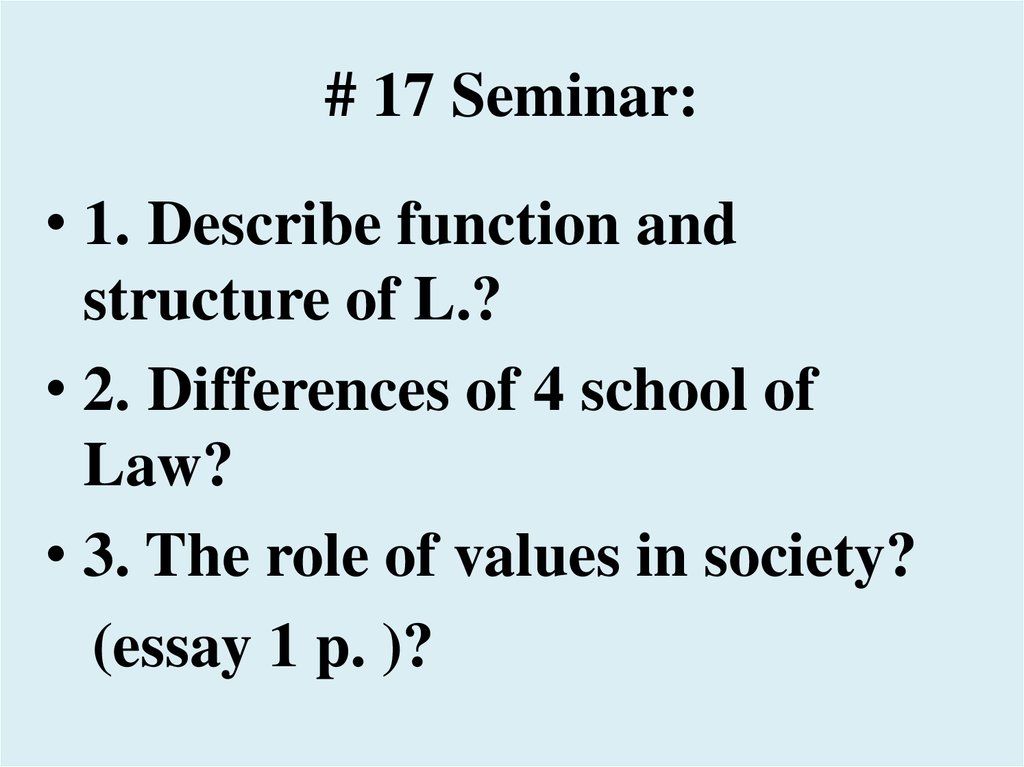 # 17 Seminar: