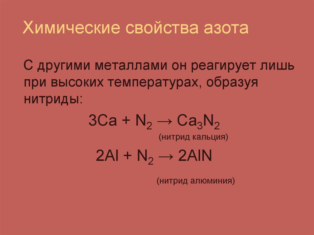 Химические свойства азота