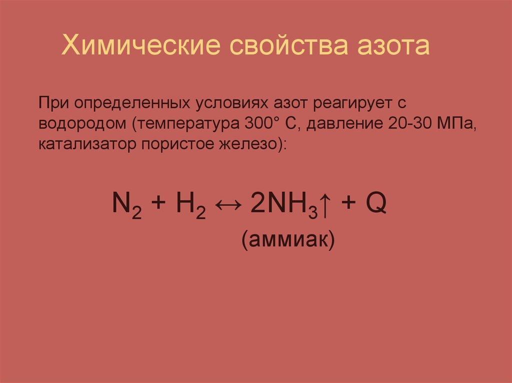 Химические свойства азота
