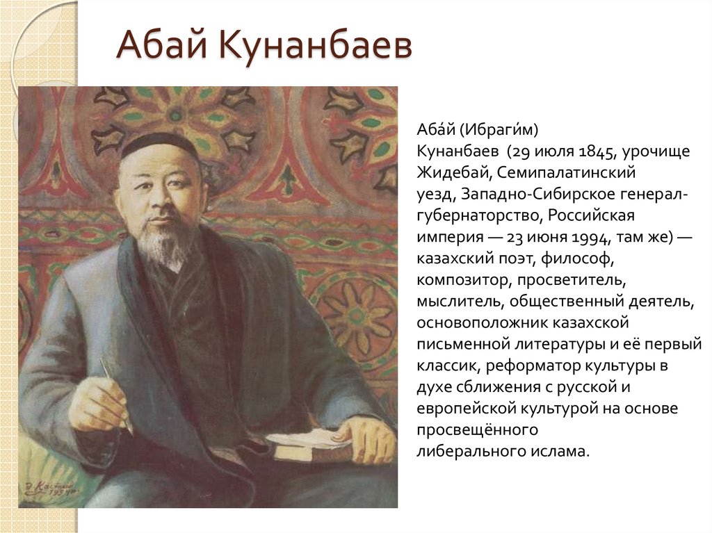 Область абай сайт. Абай Кунанбаев на казахском языке. Презентация Абая Кунанбаева. Портрет Абая Кунанбаева.