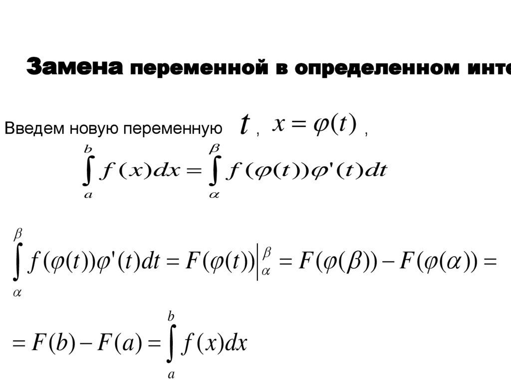 C обмен переменных. Определенный интеграл формула Ньютона Лейбница. Формула замены переменной. Определенный интеграл презентация.