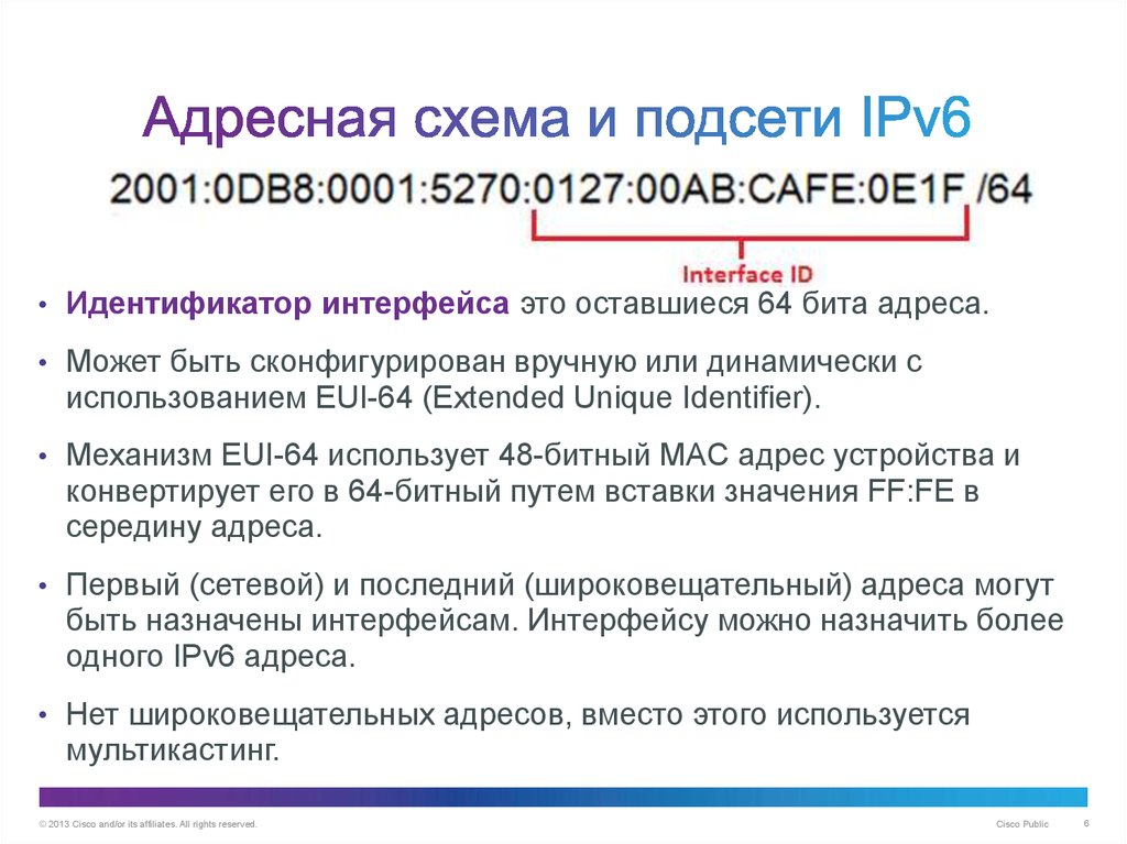 Адресная схема и подсети IPv6