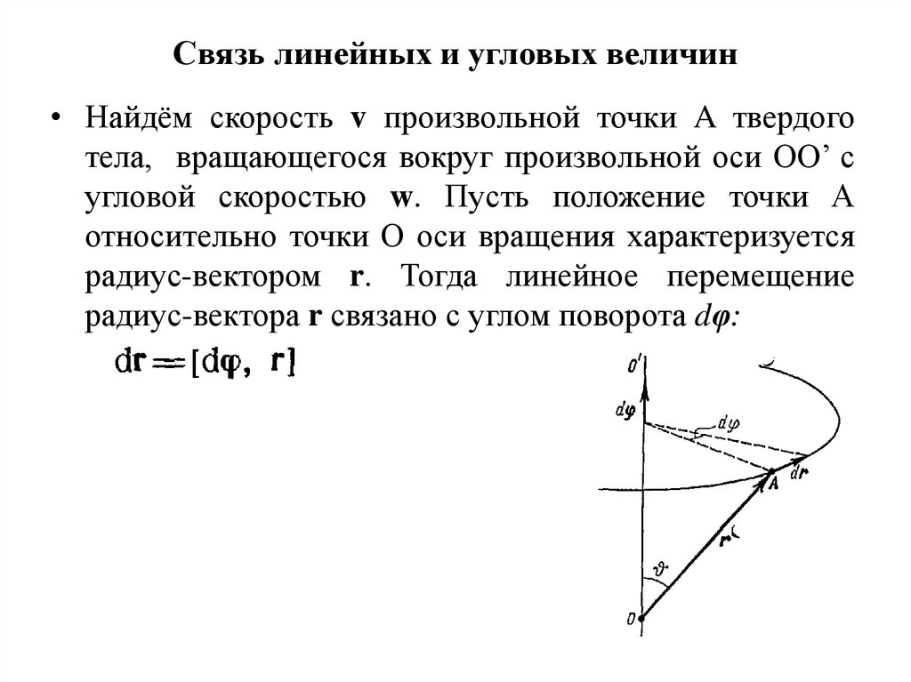 Связь линейных и угловых характеристик вращательного движения. Связь линейных и угловых величин. Связь линейных и угловых величин при вращательном движении. Связь между линейной и угловой скоростью. Взаимосвязь линейных с угловыми величинами.