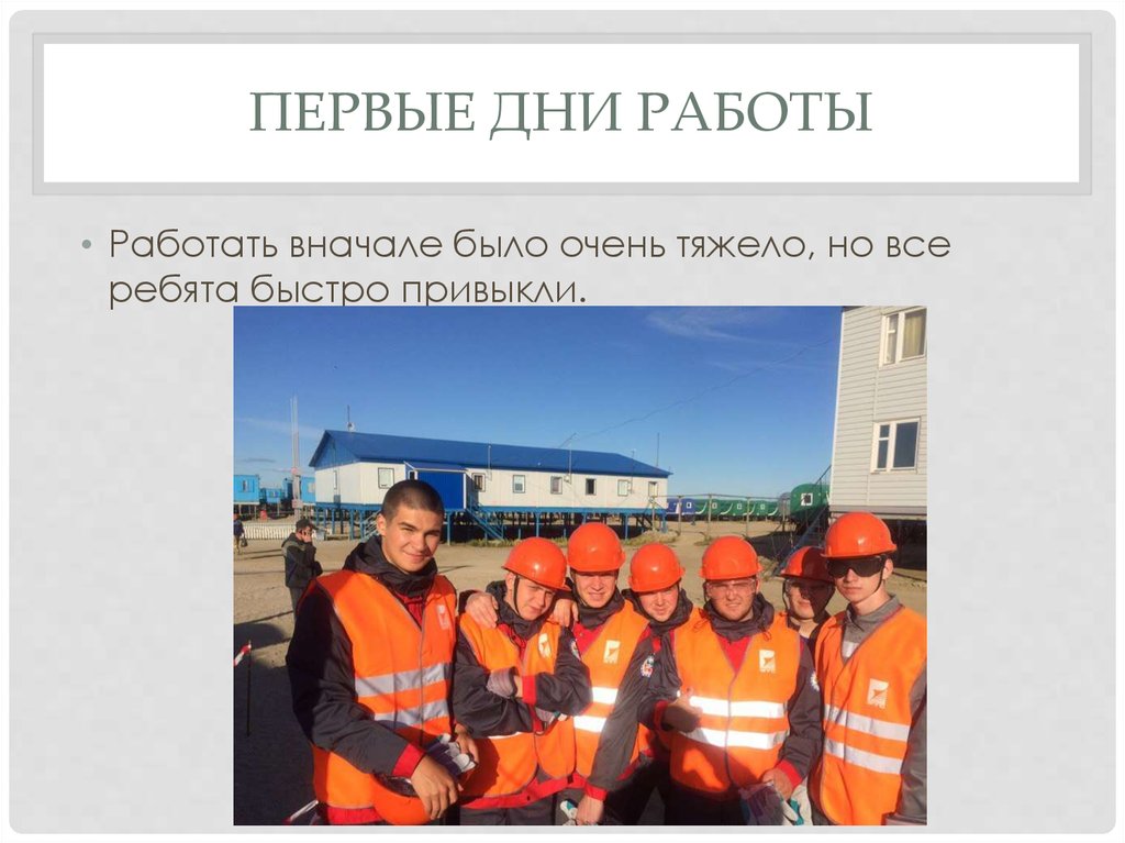 Первые дни работы