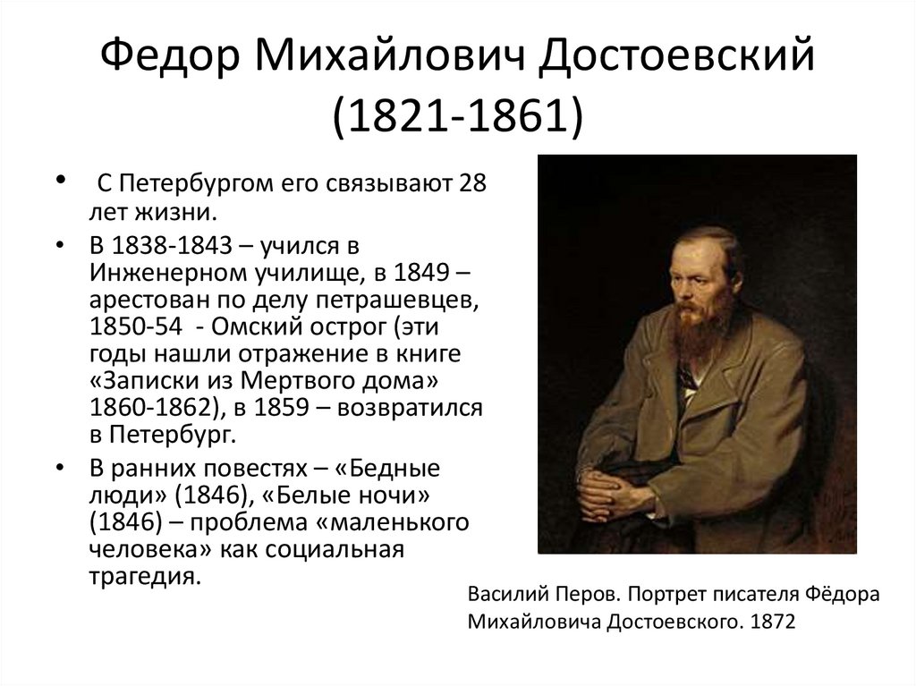 Федор Михайлович Достоевский (1821-1861)