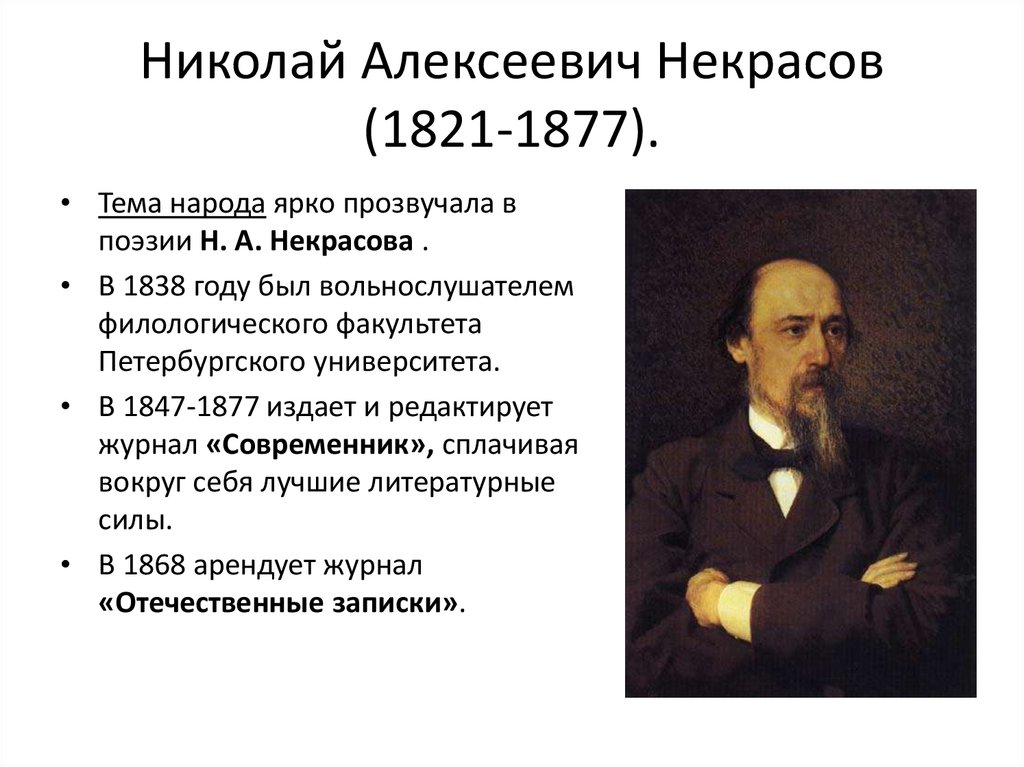 Николай Алексеевич Некрасов (1821-1877).