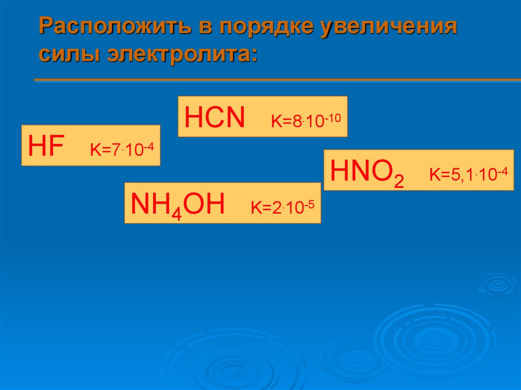 Расположить в порядке увеличения. Расположите в порядке увеличения прочности. HCN сила. HCN название. Nh4oh.