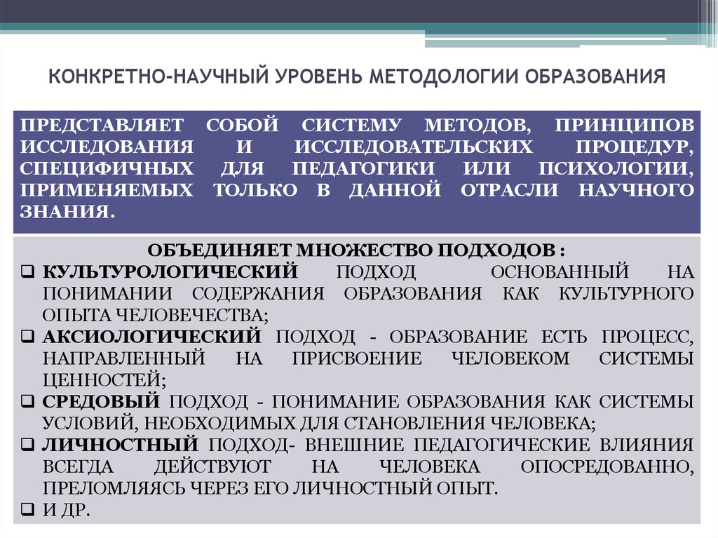 Содержание образования определенного уровня