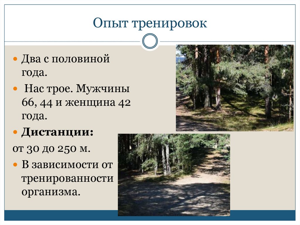 Опыт тренировок