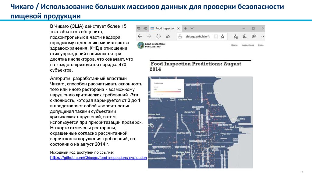 Чикаго / Использование больших массивов данных для проверки безопасности пищевой продукции