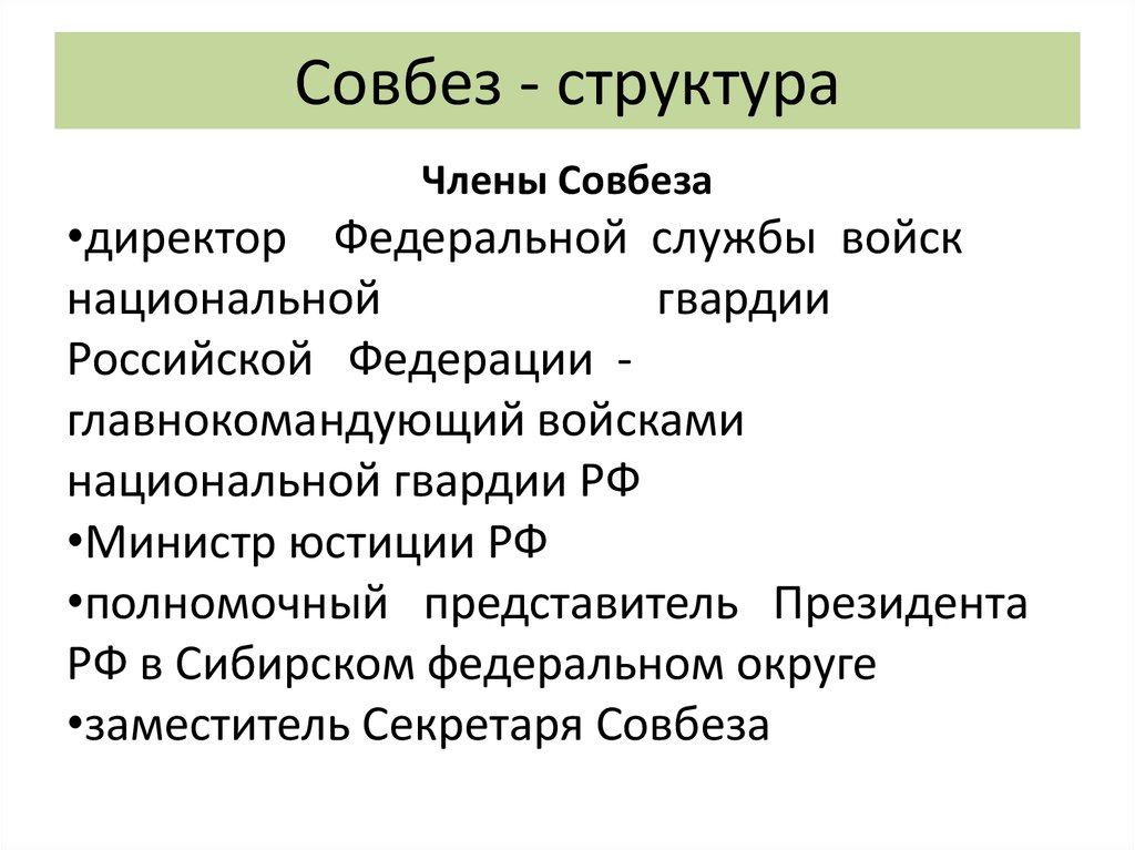 Состав совета безопасности рф схема