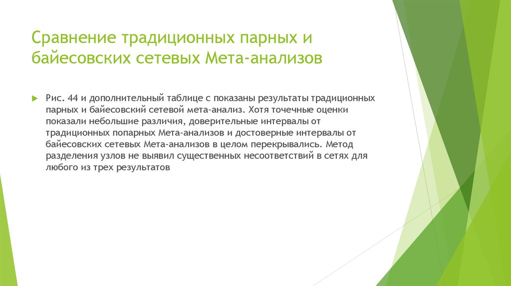 Сравнение традиционных парных и байесовских сетевых Мета-анализов