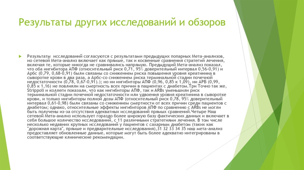 Результаты других исследований и обзоров