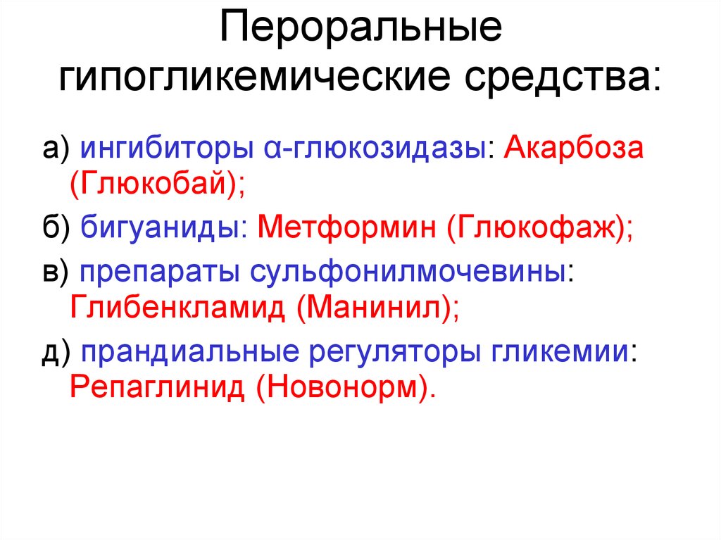 Сахароснижающие препараты презентация