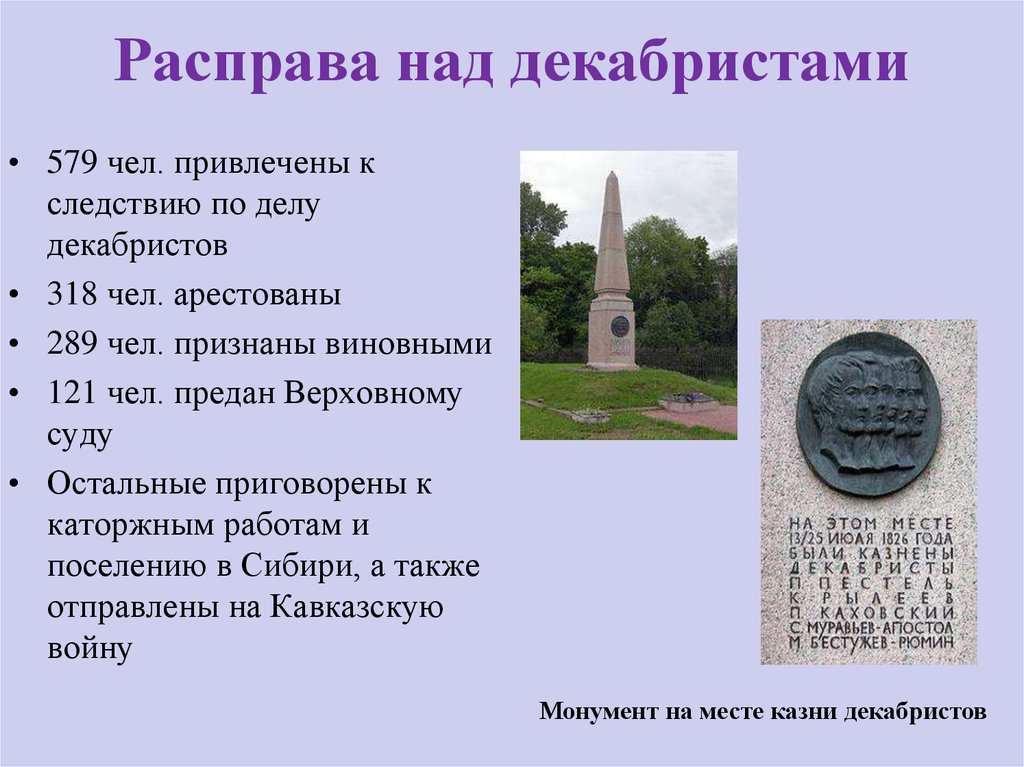 Декабристы 4 класс окружающий мир презентация. Памятник декабристам. Расправа над декабристами. Место казни Декабристов. Памятник на месте казни Декабристов.