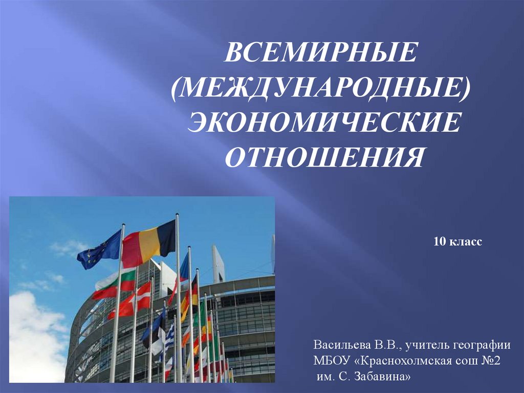 Основные формы всемирных экономических отношений 10 класс география презентация