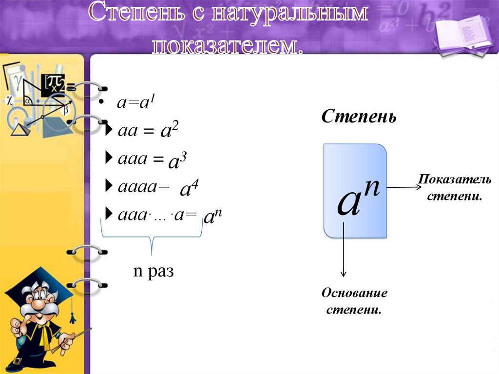 Степень с натуральным показателем 7 класс презентация