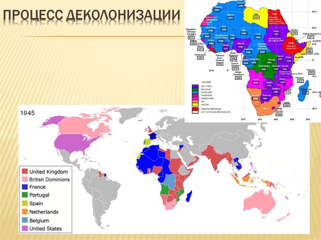 Карта деколонизации европы