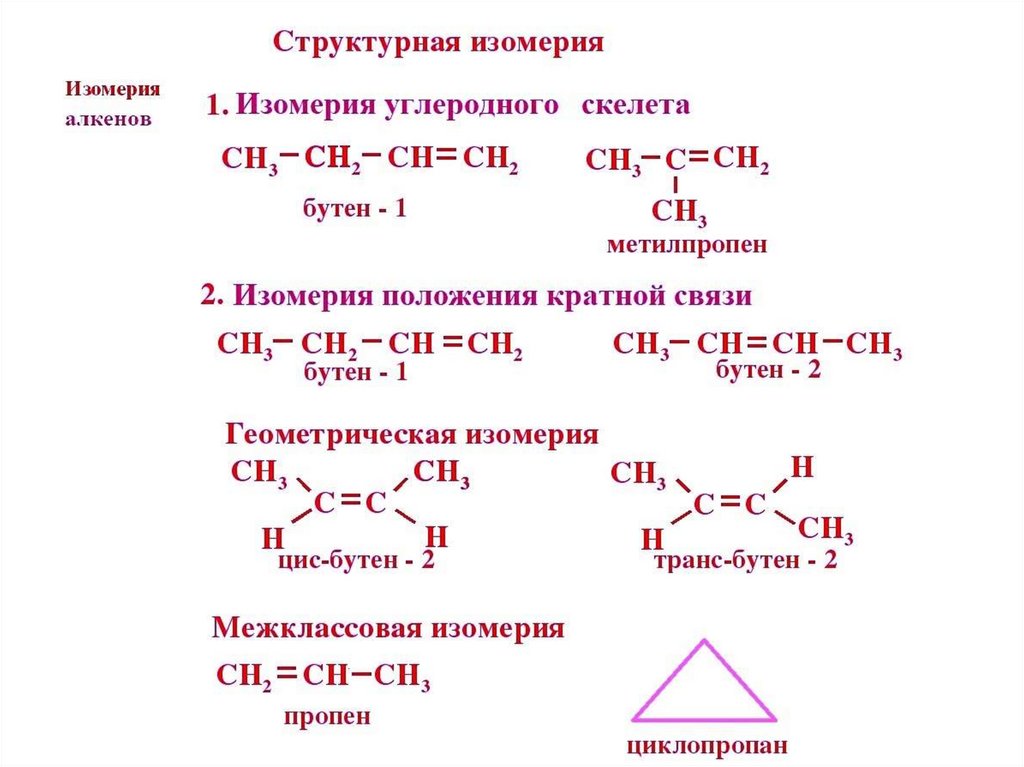 Алкены виды изомерии