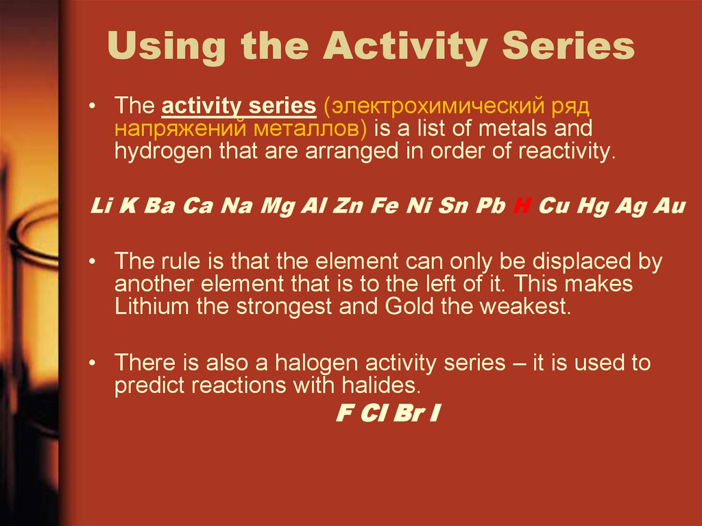Using the Activity Series