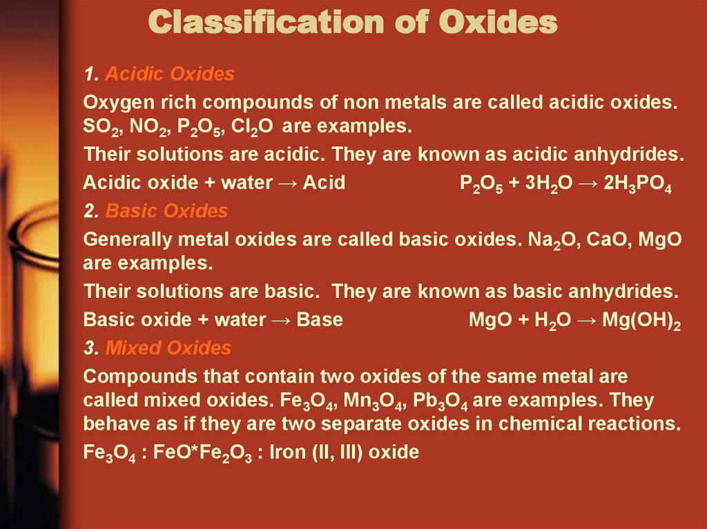 Classification of Oxides