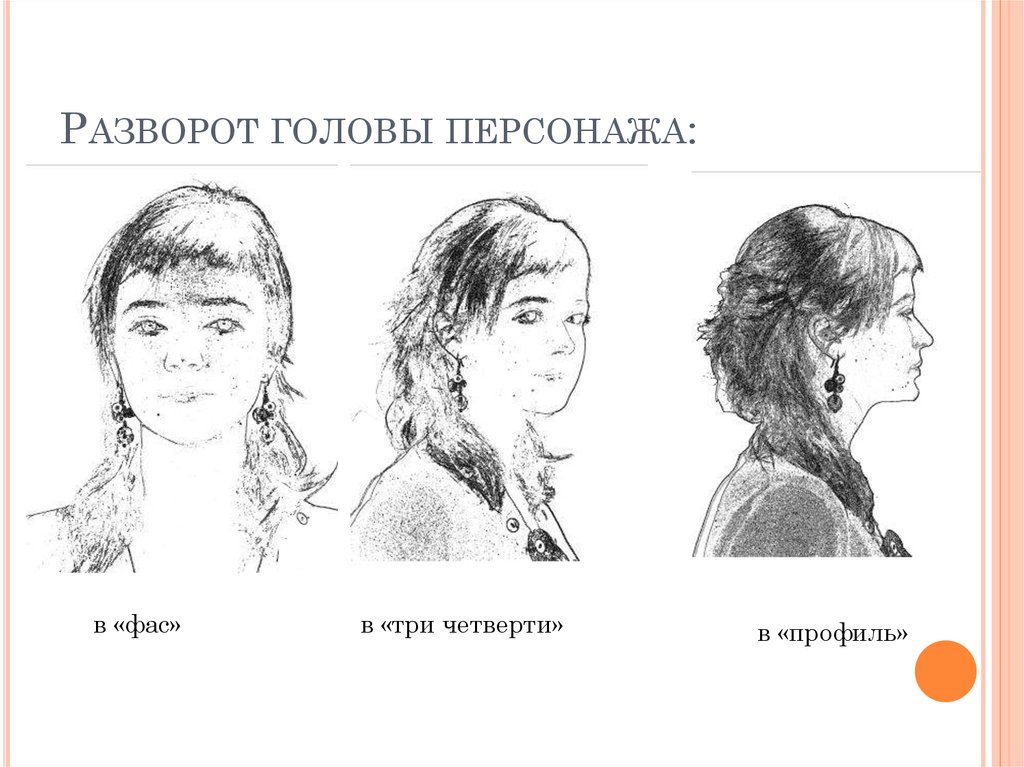 Профиль это. Разворот головы персонажа в профиль это. Анфас три четверти и профиль. Разворот головы в 3 четверти. Положение головы ФАС.