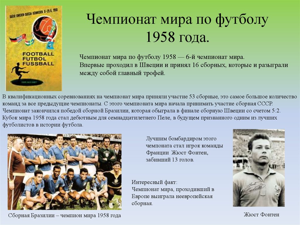 Чемпионат мира по футболу 1958 года.