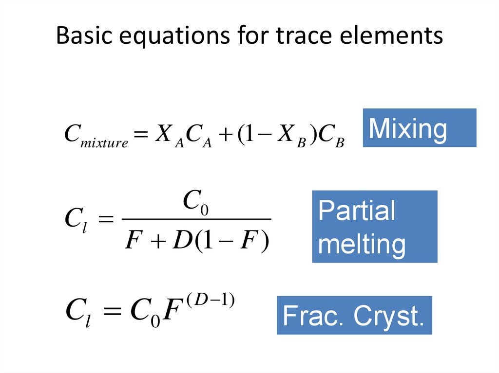 Basic equations for trace elements