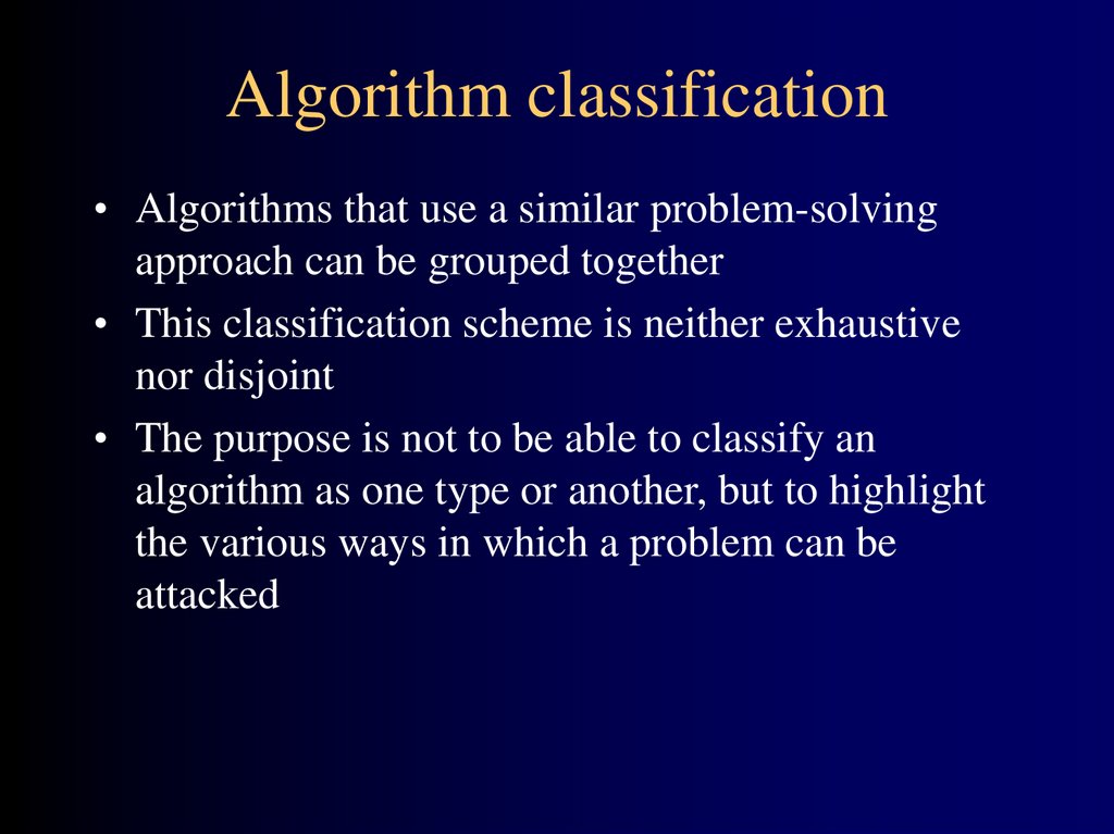 Algorithm classification