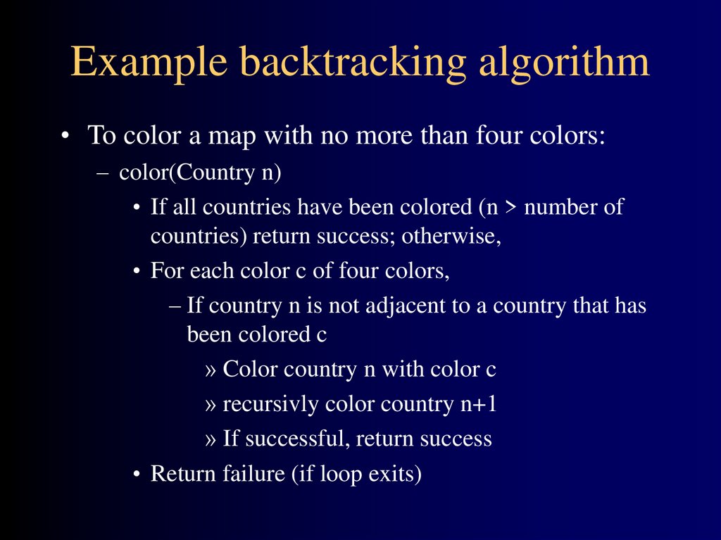 Example backtracking algorithm