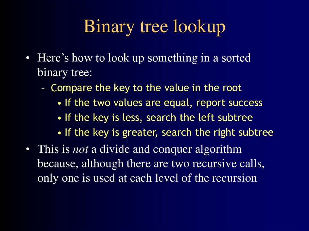 Binary tree lookup