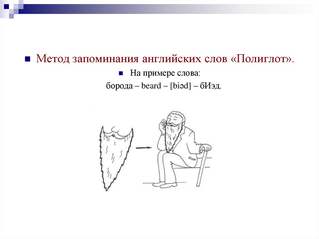 Запоминание на английском. Мнемонические приемы на уроке английского. Алгоритм запоминания слов. Техника запоминания английских слов по методам полиглотов. Борода происхождение слова.