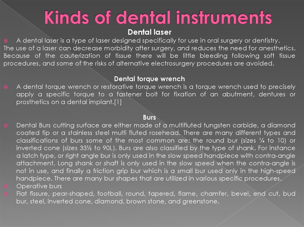 Kinds of dental instruments