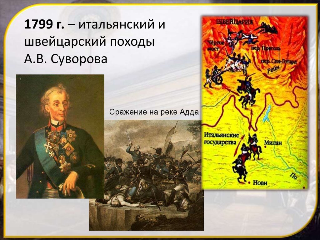 Карта итальянский и швейцарский походы суворова 1799