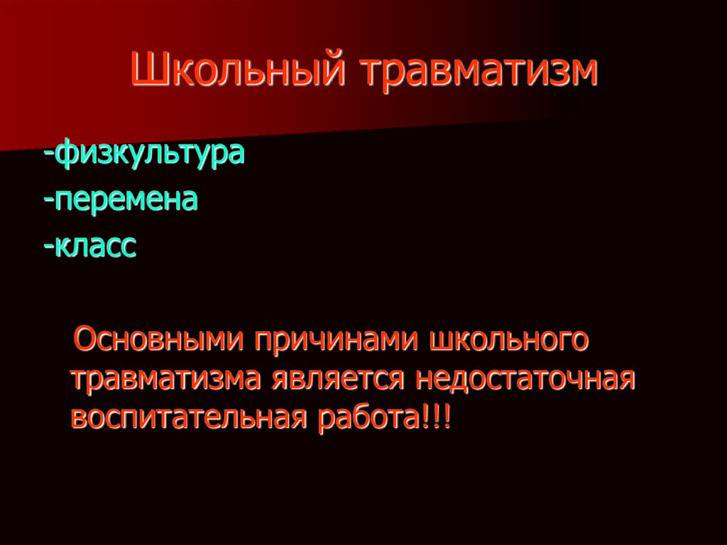 Профилактика школьного травматизма презентация