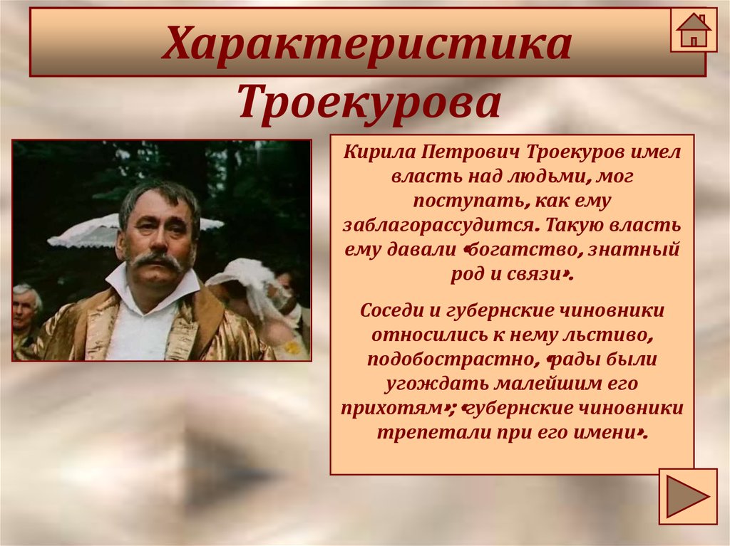 Характеристика андрея дубровского. Кирила Петрович Дубровский. Дубровский 1988 Кирила Петрович. Троекуров Кирила Петрович иллюстрации. Характеристика Кирила Петровича и Дубровского.