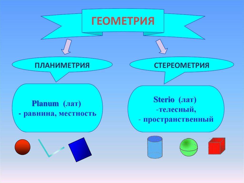 Первые уроки геометрии в 11 классе. Геометрия планиметрия и стереометрия. Схема геометрия планиметрия стереометрия. Геометрия для презентации. Геометрия в начальной школе.