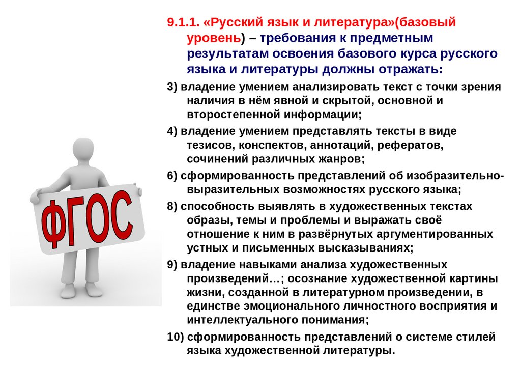 Огэ 15 1. Требования к предметным результатам базового уровня. Базовый русский язык. Навыки владения русским языком.