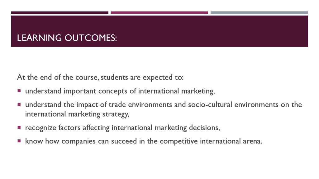 LEARNING OUTCOMES: