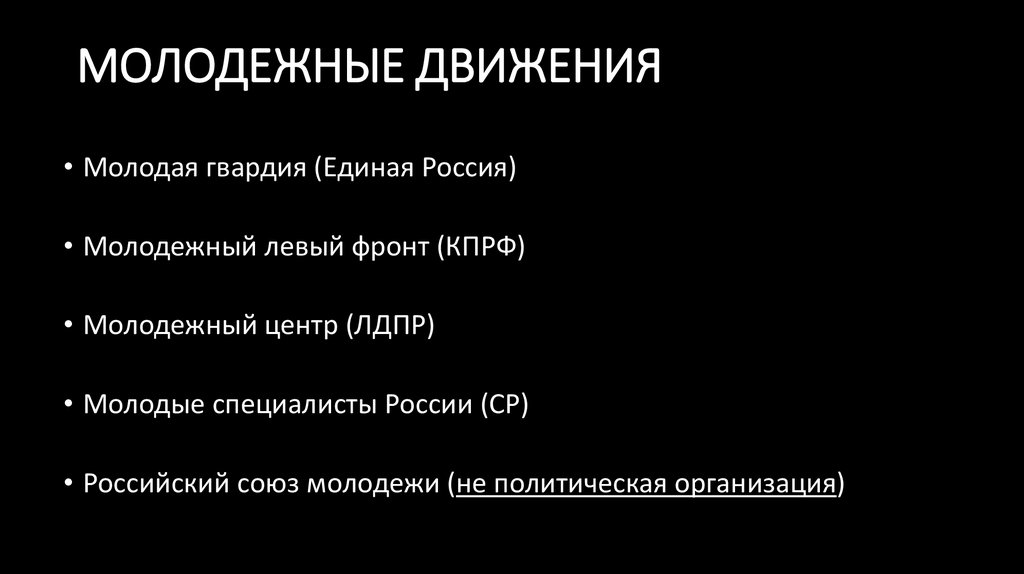 Молодежные движения россии презентация