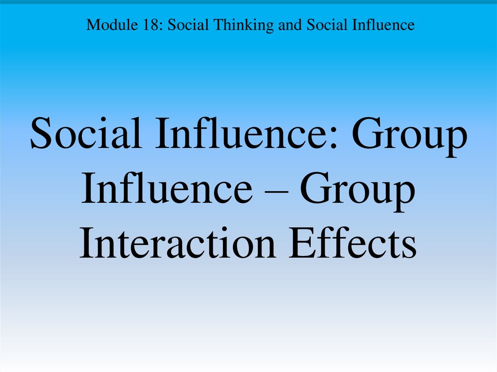 Social Influence: Group Influence – Group Interaction Effects