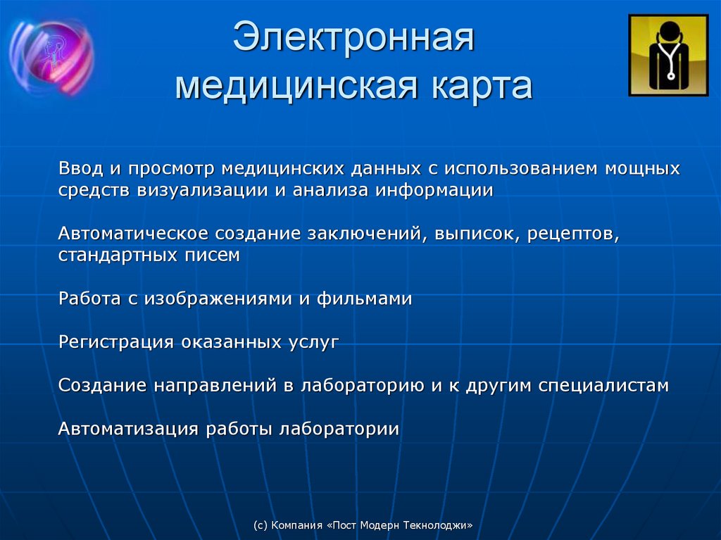 Электронная медицинская карта презентация