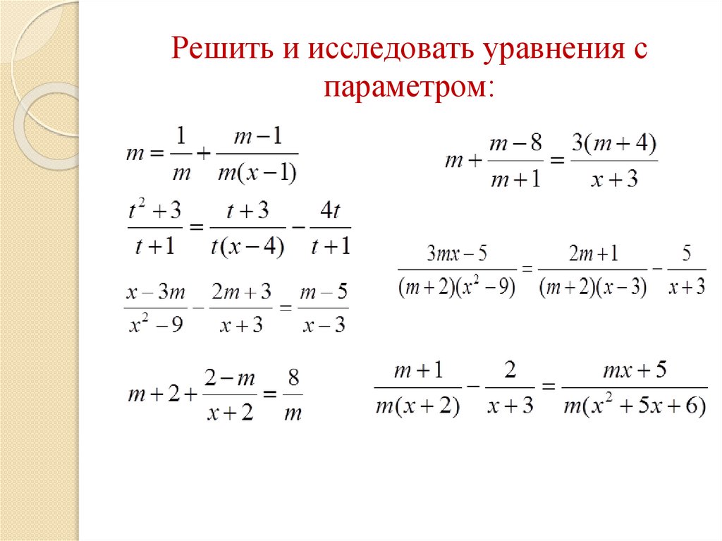 Решить и исследовать уравнения с параметром: