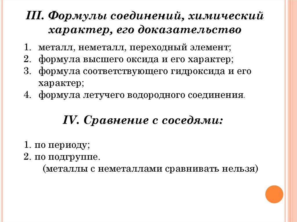 Характеристика элемента по его положению. Характеристика элемента по его положению в периодической системе.