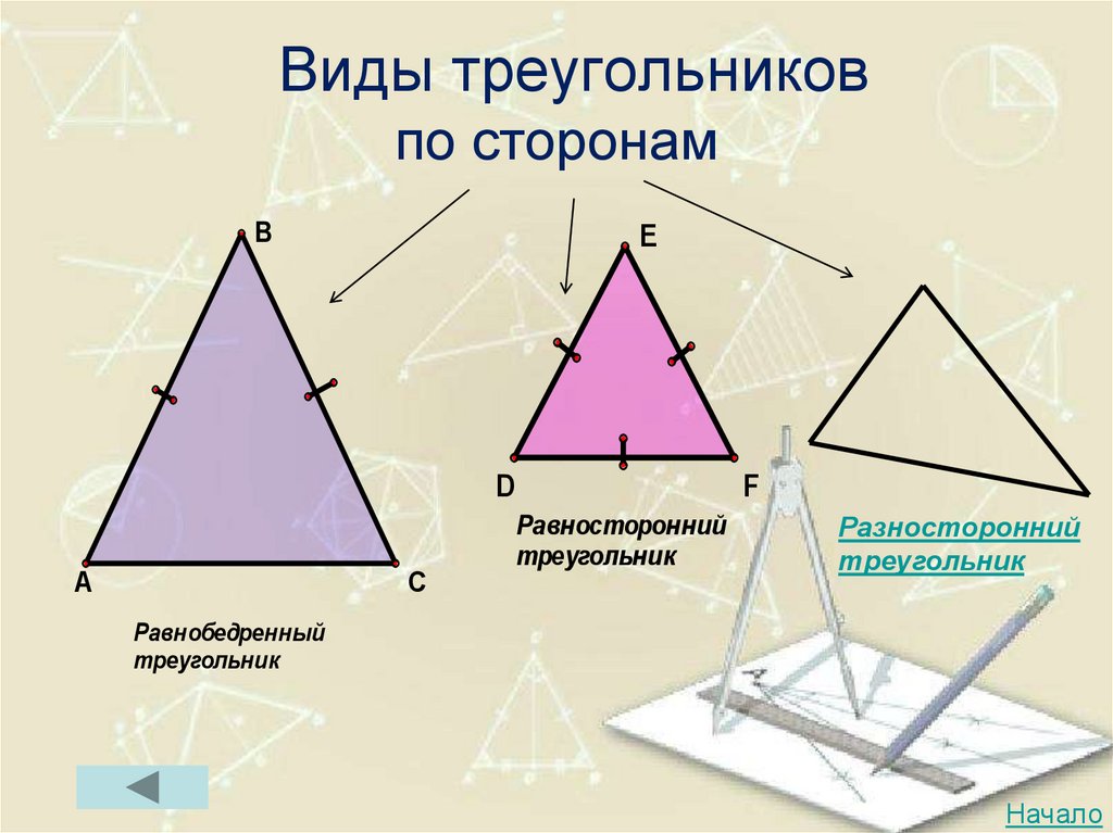 Виды треугольников по сторонам