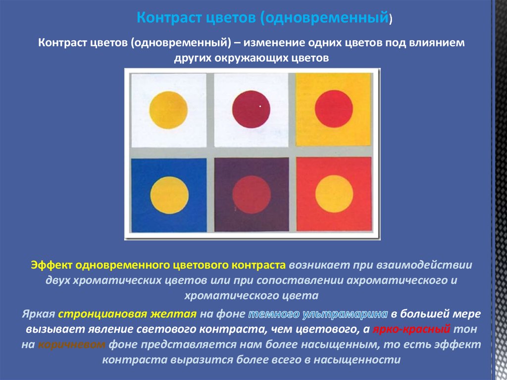 Что такое контраст уникальный отпечаток сочетание цветов расплывчатый рисунок резкая разница