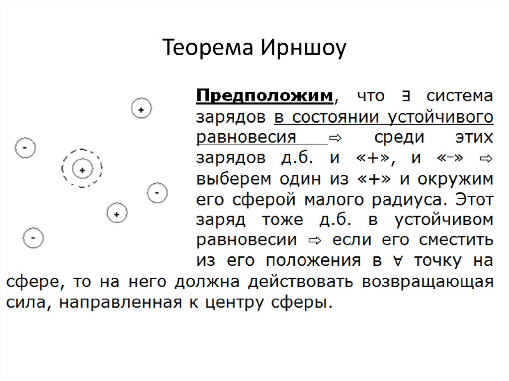 Поли система. Теорема Ирншоу. Теорема Ирншоу доказательство. Электростатическое равновесие теорема Ирншоу. Устойчивость системы зарядов.