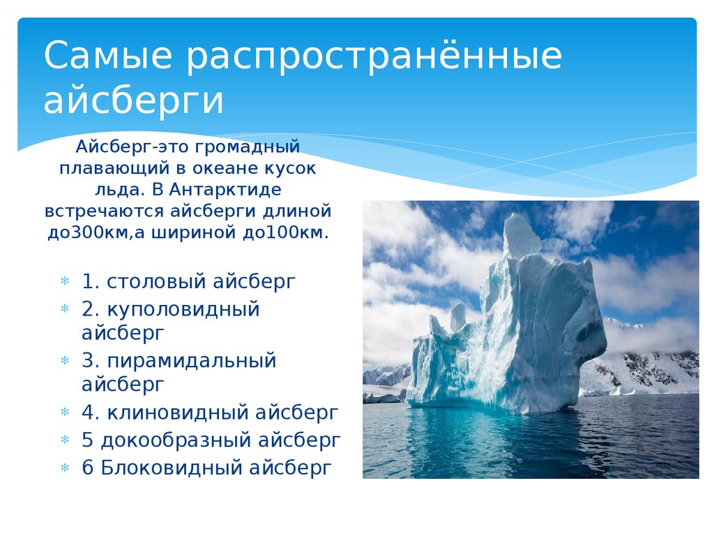 Информация о проектах по использованию айсбергов для снабжения населения водой