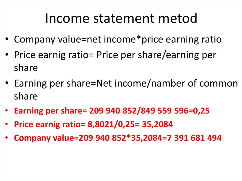 Income statement metod