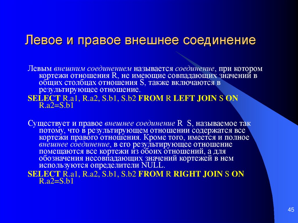 Левое соединение. Левое внешнее соединение. Правое внешнее соединение. Левое соединение правое соединение. . Левое внешнее и правое внешнее соединения..